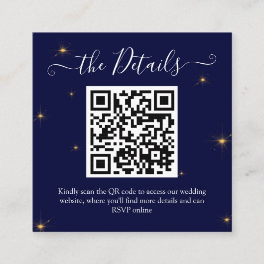 QR Code Midnight Stars Wedding Website Begleitkarte (Vorderseite)