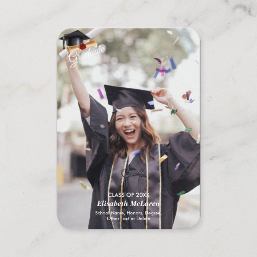 QR-Code Mini-Abschluss-Foto-Ankündigung Einfügung Begleitkarte (Vorderseite)