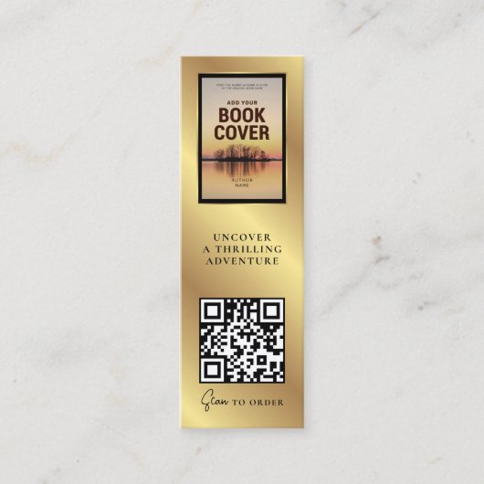 QR Code MINI Black Gold Lesezeichen Card Mini Visitenkarte (Vorderseite)