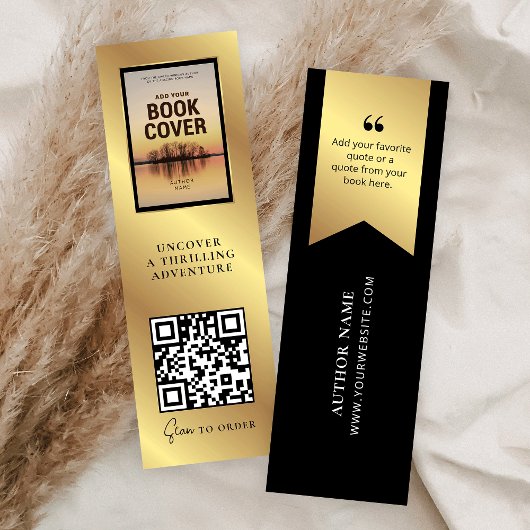 QR Code MINI Black Gold Lesezeichen Card Visitenkarte