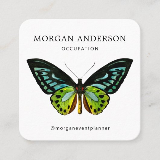 QR Code Minimal Butterfly Quadratische Visitenkarte (Vorderseite)