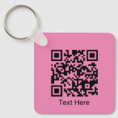 QR-Code Minimal einfach Girly Blush Pink mit Text Schlüsselanhänger (Vorderseite)