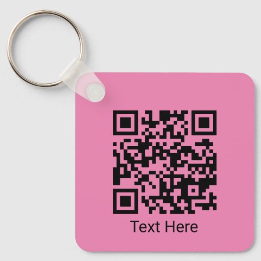 QR-Code Minimal einfach Girly Blush Pink mit Text Schlüsselanhänger (Vorderseite)