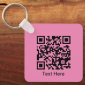 QR-Code Minimal einfach Girly Blush Pink mit Text Schlüsselanhänger (Vorderseite)
