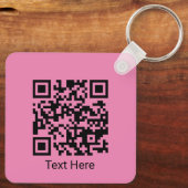 QR-Code Minimal einfach Girly Blush Pink mit Text Schlüsselanhänger (Rückseite)