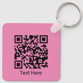 QR-Code Minimal einfach Girly Blush Pink mit Text Schlüsselanhänger (Rückseite)