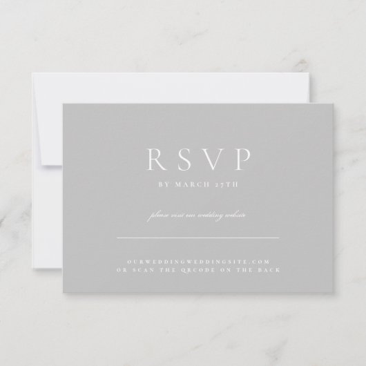 QR CODE Minimal Light Modern Wedding Website RSVP Karte (Vorderseite)