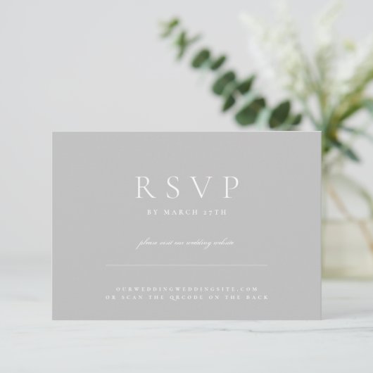 QR CODE Minimal Light Modern Wedding Website RSVP Karte (Stehend Vorderseite)