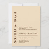 QR Code Minimal Moderne Beige Hochzeit Einladung (Vorderseite)