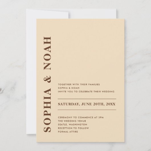 QR Code Minimal Moderne Beige Hochzeit Einladung (Vorderseite)