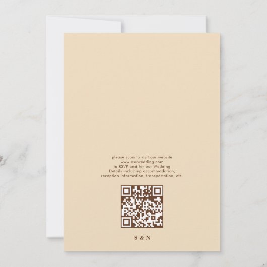 QR Code Minimal Moderne Beige Hochzeit Einladung (Rückseite)