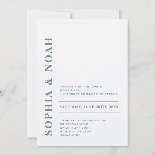 QR-Code Minimal Moderne dusche blaue Hochzeit Einladung (Vorderseite)