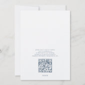 QR-Code Minimal Moderne dusche blaue Hochzeit Einladung (Rückseite)