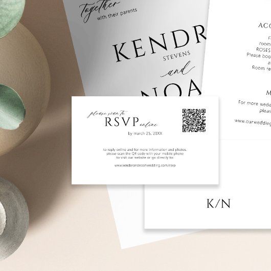 QR-Code Minimal moderne einfache Hochzeit Online-u Begleitkarte