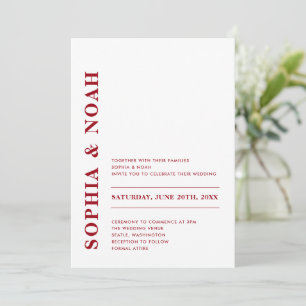 QR Code Minimal Moderne White Red Wedding Einladung