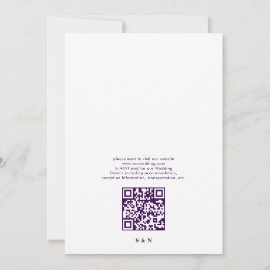 QR Code Minimal moderne White Wedding Einladung (Rückseite)