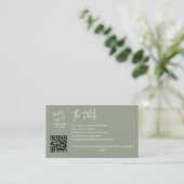 Qr-Code-Minimal-Monogramm-Hochzeitsdetails SageGre Begleitkarte (Stehend Vorderseite)