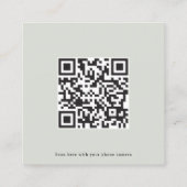 QR Code Minimal Rustikale Grüne Hochzeitkarte Rsvp Quadratische Visitenkarte (Rückseite)