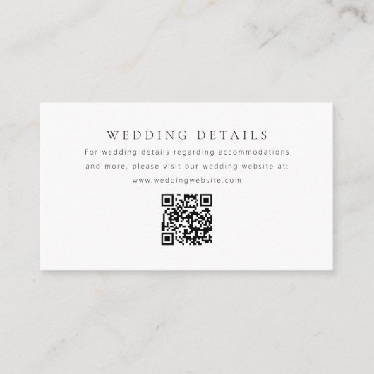 QR Code Minimale Hochzeitdetails Begleitkarte (Vorderseite)