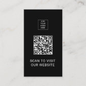 QR Code Minimalist Black Custom Logo Networking Visitenkarte (Vorderseite)