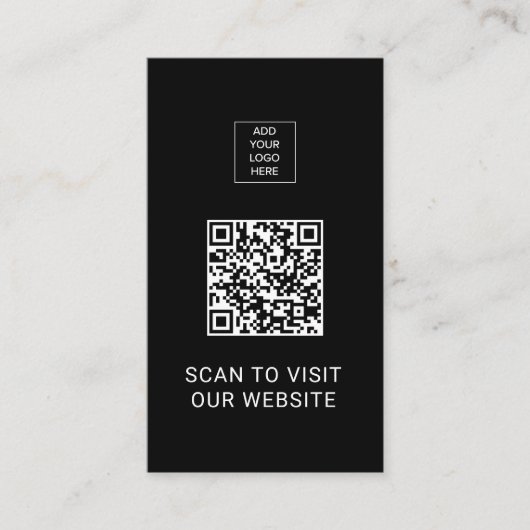 QR Code Minimalist Black Custom Logo Networking Visitenkarte (Vorderseite)