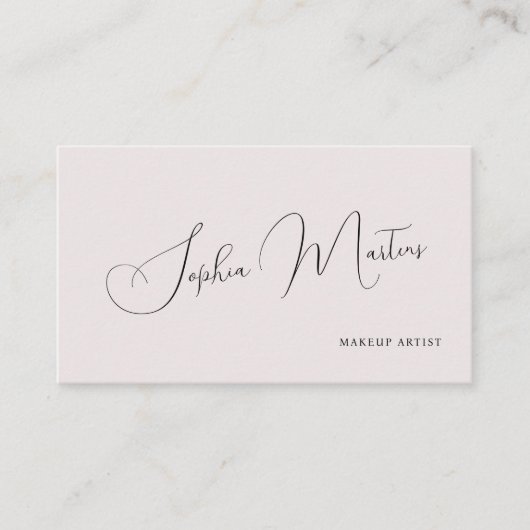 QR code minimalist elegant name script blush Visitenkarte (Vorderseite)
