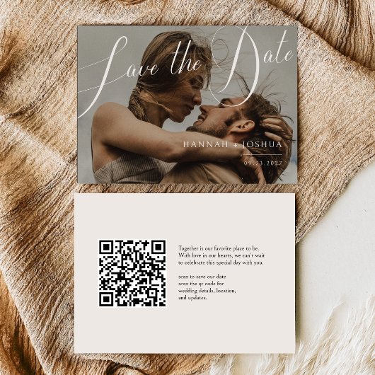 Qr Code Minimalist Horizontal Hochzeitsfoto Save The Date