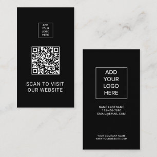 QR-Code Minimalist Schwarz Individuelles Logo Vern Visitenkarte