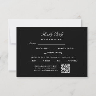QR-Code Minimalist Schwarz Moderne Hochzeitsmahlze RSVP Karte