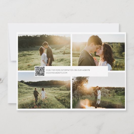 QR-Code Minimalistisch 5 Foto Moderne Verlobung Save The Date (Rückseite)