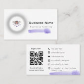 QR-Code minimalistisch Aquarell Lilaz Business Car Visitenkarte (Vorne/Hinten)