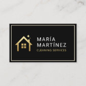 QR Code Minimalistisch Black Gold Clearing Service Visitenkarte (Vorderseite)