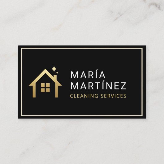 QR Code Minimalistisch Black Gold Clearing Service Visitenkarte (Vorderseite)