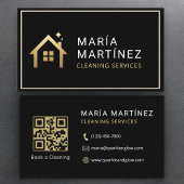 QR Code Minimalistisch Black Gold Clearing Service Visitenkarte