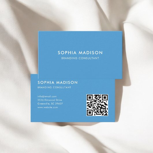 QR-Code Minimalistisch blau scannen Visitenkarte