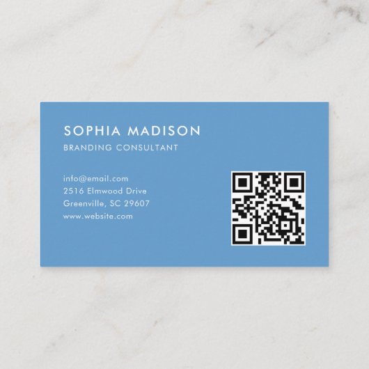 QR-Code Minimalistisch blau scannen Visitenkarte (Rückseite)