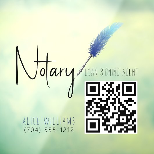 QR Code Minimalistisch Blue & White Notar Fensteraufkleber (Blatt 3)