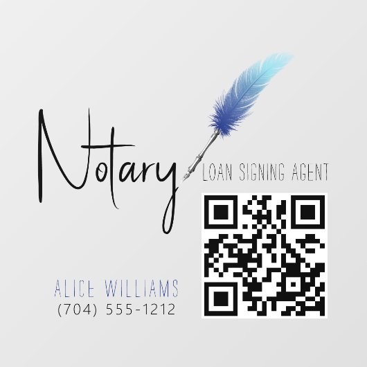 QR Code Minimalistisch Blue & White Notar Fensteraufkleber (Blatt)