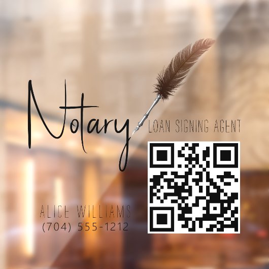 QR-Code Minimalistisch Brown & White Notar Fensteraufkleber (Blatt 2)