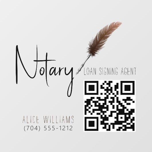 QR-Code Minimalistisch Brown & White Notar Fensteraufkleber (Blatt)