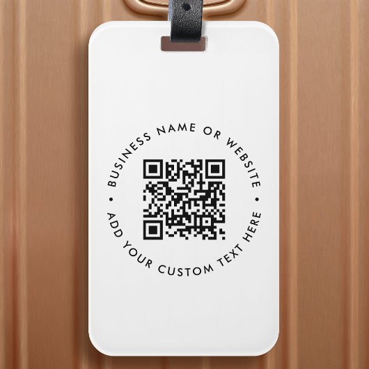 QR-Code Minimalistisch Clean Simple White Business Gepäckanhänger