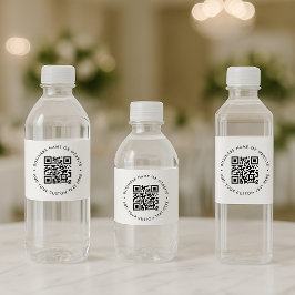 QR-Code Minimalistisch Clean Simple White Business Wasserflaschenetikett