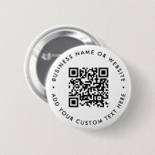 QR-Code Minimalistisch Clean Simple White Round Button (Vorne & Hinten)