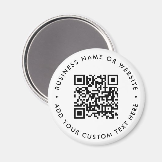QR-Code Minimalistisch Clean Simple White Round Magnet (Vorderseite/Rückseite)