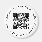 QR-Code Minimalistisch Clean Simple White Round Magnet (Vorne)