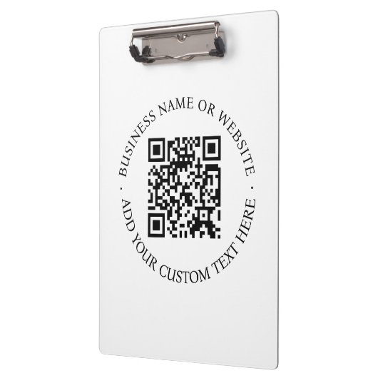 QR-Code | Minimalistisch Clean Simple White Scan M Klemmbrett (Links)