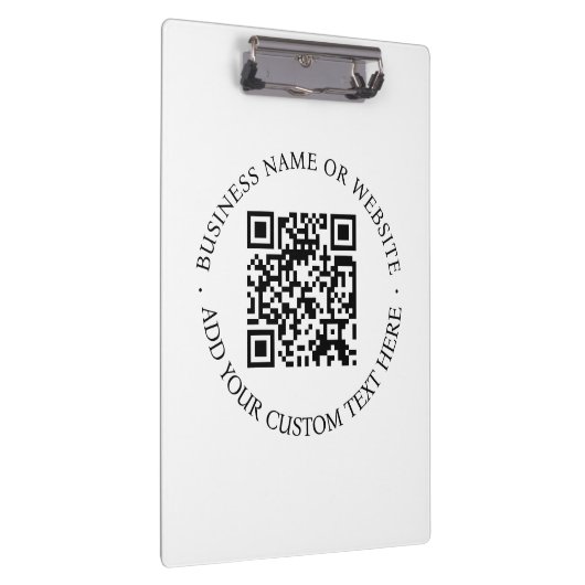 QR-Code | Minimalistisch Clean Simple White Scan M Klemmbrett (Rechts)