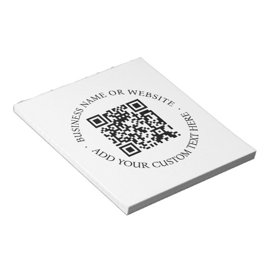 QR-Code | Minimalistisch Clean Simple White Scan M Notizblock (angewinkelt)
