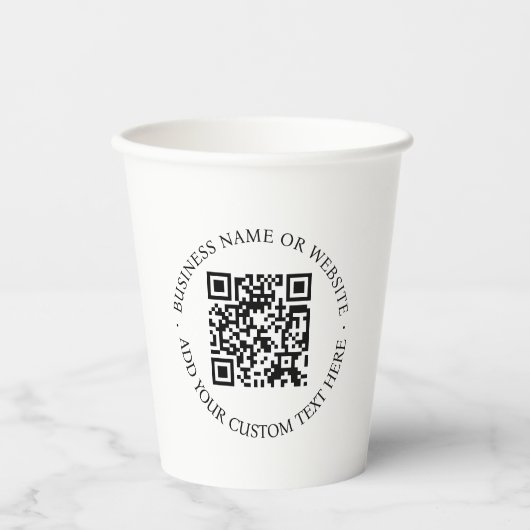 QR-Code | Minimalistisch Clean Simple White Scan M Pappbecher (Vorderseite)