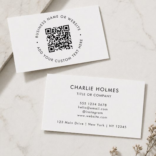 QR-Code | Minimalistisch Clean Simple White Scan M Visitenkarte